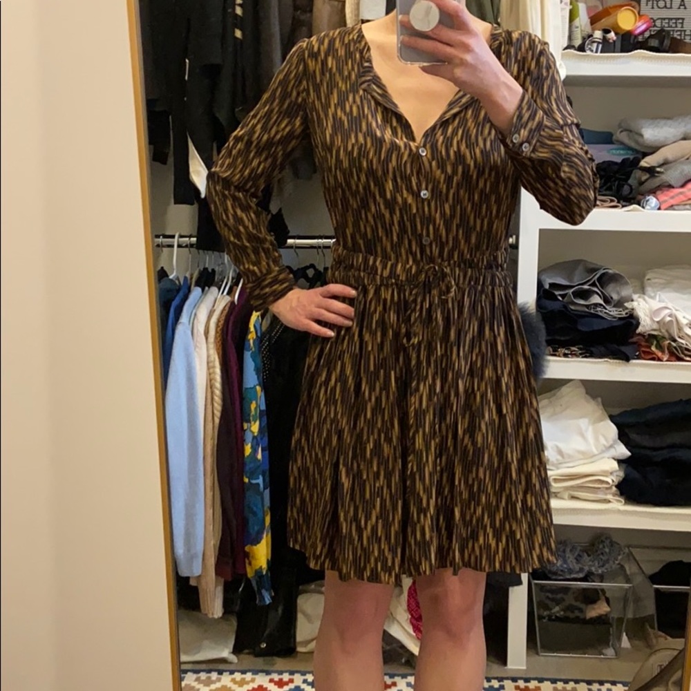 Brown and black knee length dress